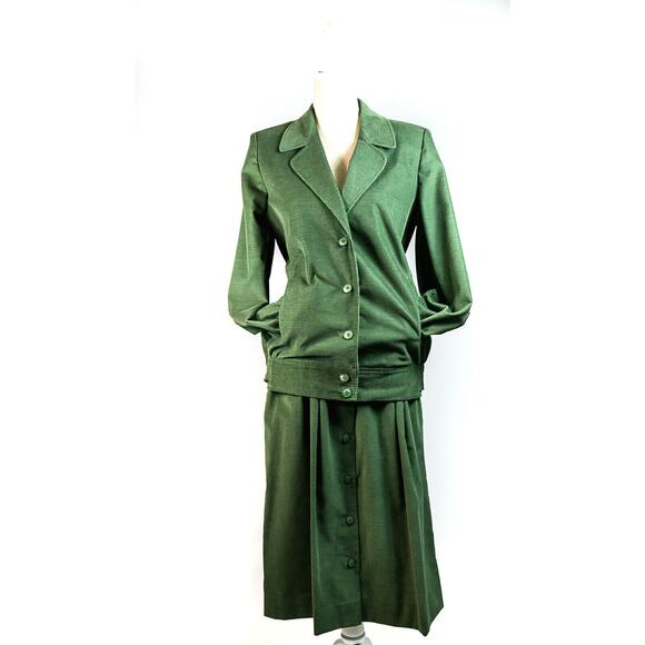 VTG 80s Suburbans Corduroy Midi Skirt Sz 6 Green Cottage Academia Preppy Granny - Picture 1 of 12